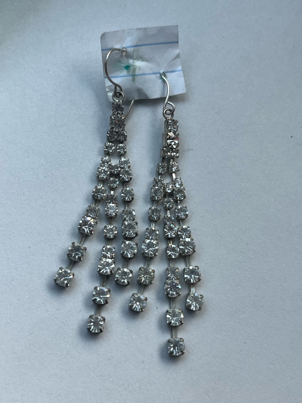 Silver Crystal Dangle Earrings - Unbranded